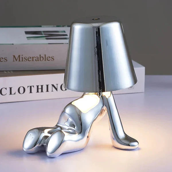 Unique and Atmospheric Table Lamp - GlowCraft-Hugo-Lamp - Silver-Nora Luxe