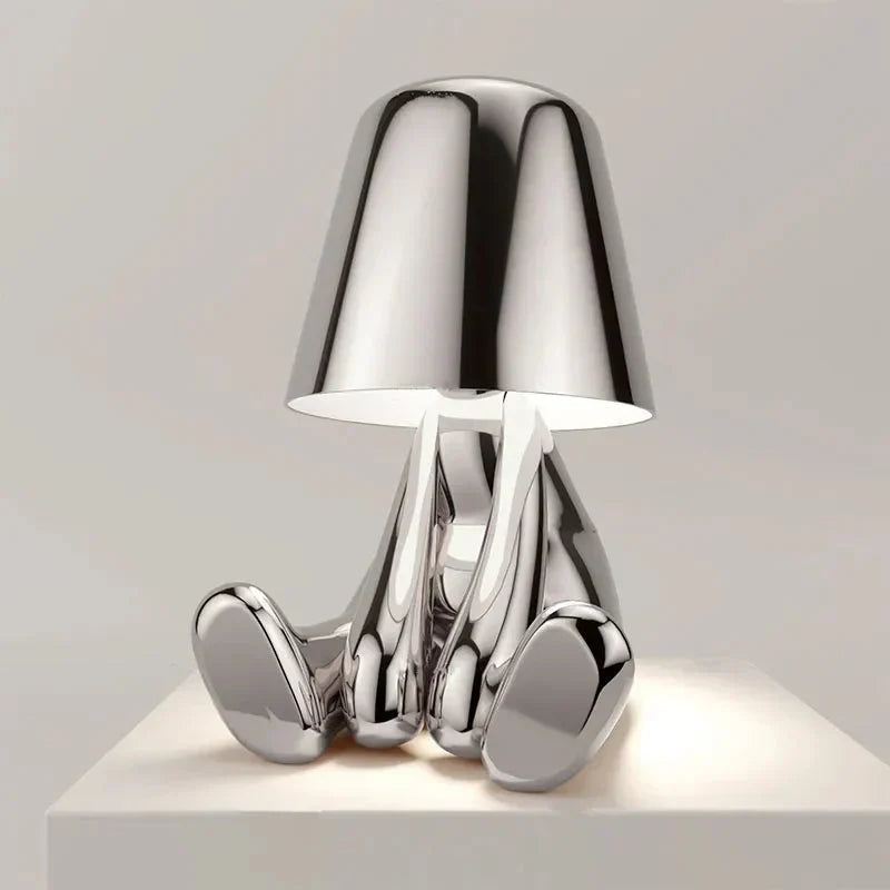 Unique and Atmospheric Table Lamp - GlowCraft-Hugo-Lamp - Silver-Nora Luxe