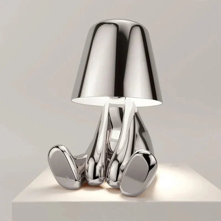 Unique and Atmospheric Table Lamp - GlowCraft-Hugo-Lamp - Silver-Nora Luxe