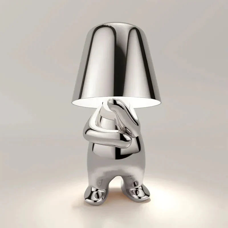 Unique and Atmospheric Table Lamp - GlowCraft-Hugo-Lamp - Silver-Nora Luxe