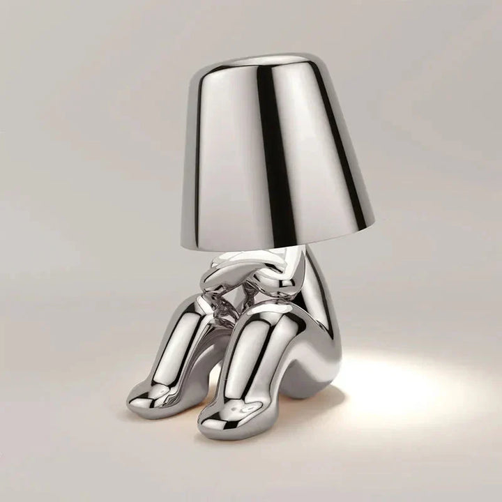Unique and Atmospheric Table Lamp - GlowCraft-Hugo-Lamp - Silver-Nora Luxe
