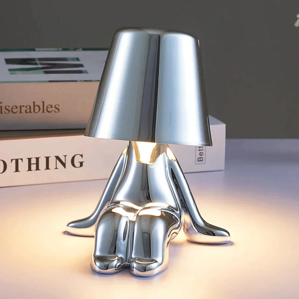 Unique and Atmospheric Table Lamp - GlowCraft-Hugo-Lamp - Silver-Nora Luxe