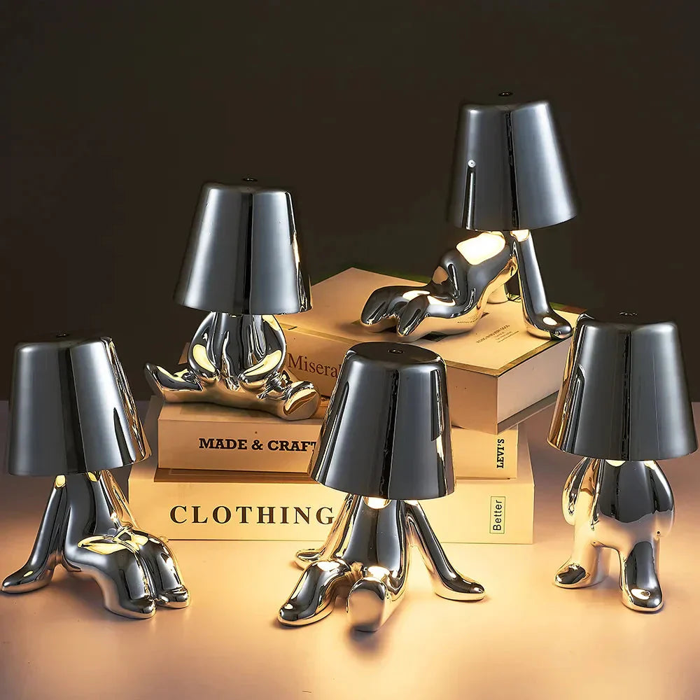 Unique and Atmospheric Table Lamp - GlowCraft-Hugo-Lamp - Silver-Nora Luxe