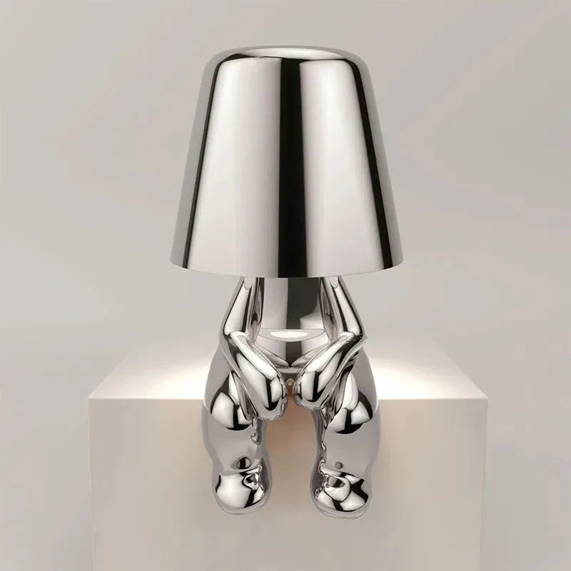 Unique and Atmospheric Table Lamp - GlowCraft-Hugo-Lamp - Silver-Nora Luxe