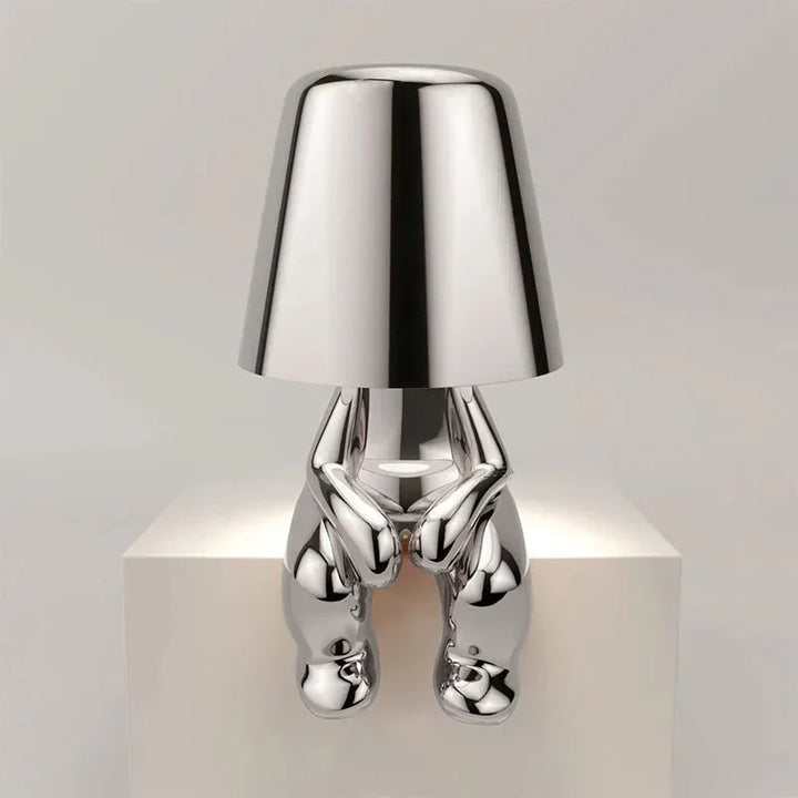 Unique and Atmospheric Table Lamp - GlowCraft-Hugo-Lamp - Silver-Nora Luxe
