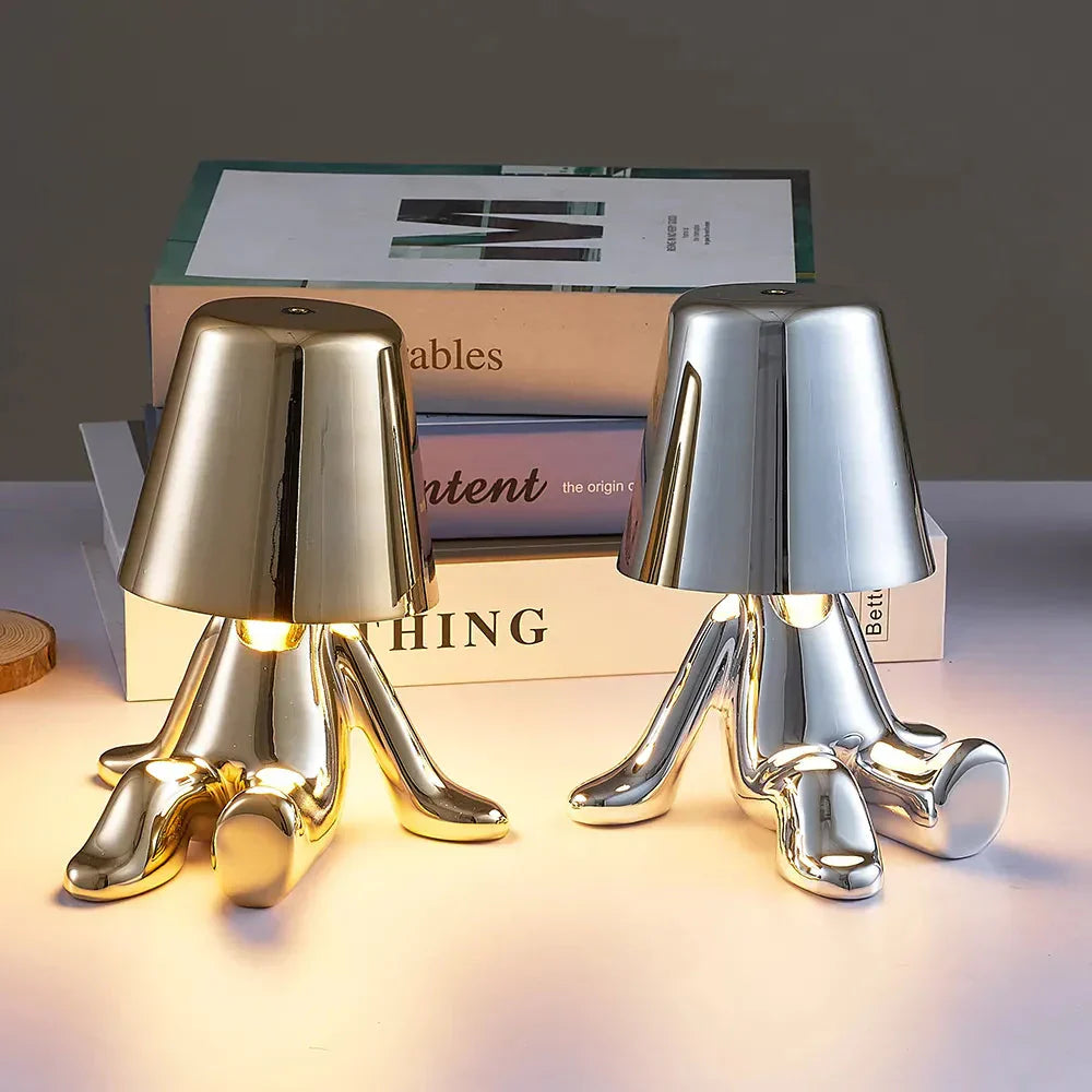 Unique and Atmospheric Table Lamp - GlowCraft-Hugo-Lamp - Silver-Nora Luxe