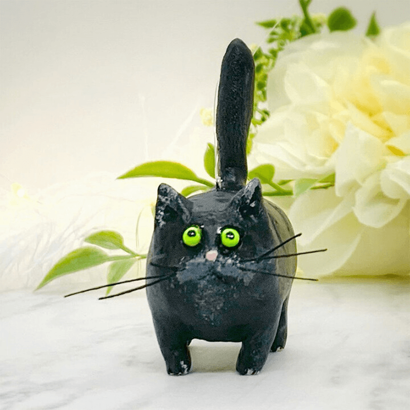 Unique Handmade Cat Christmas Ornament - Purrfect Holiday Hangers-Black-Nora Luxe