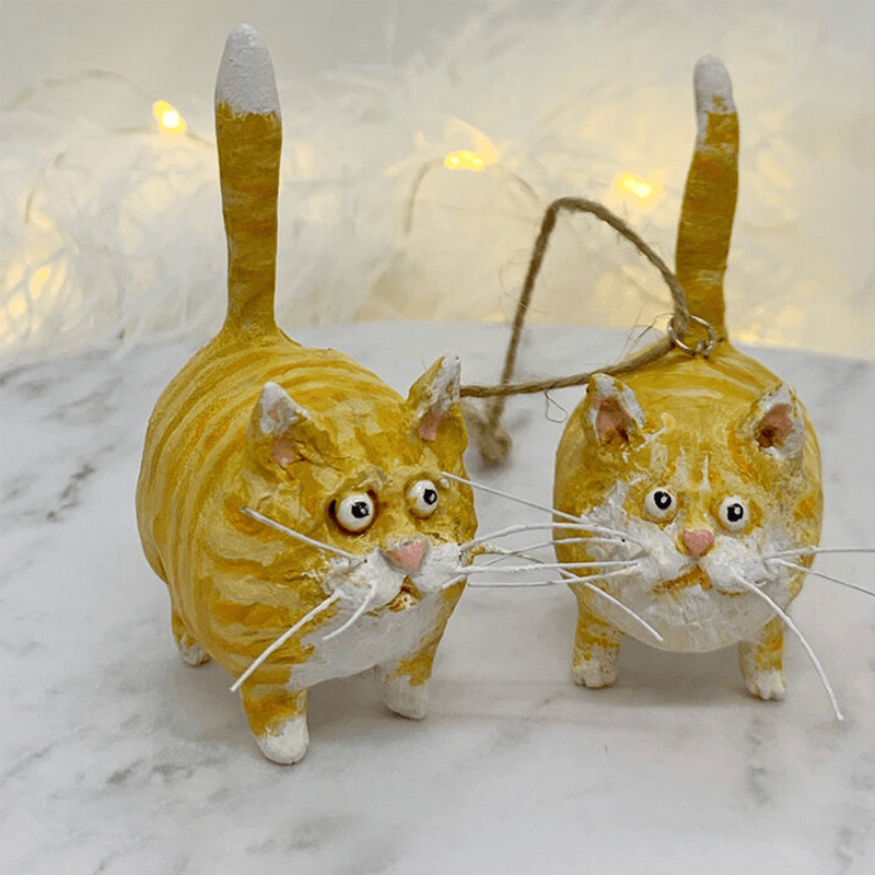 Unique Handmade Cat Christmas Ornament - Purrfect Holiday Hangers-Garfield-Nora Luxe
