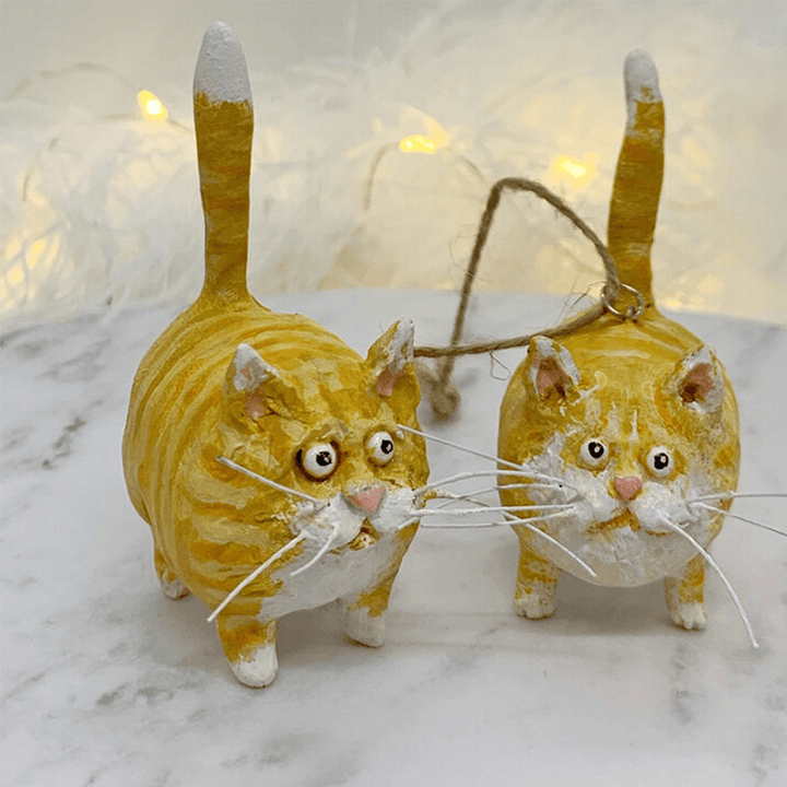 Unique Handmade Cat Christmas Ornament - Purrfect Holiday Hangers-Garfield-Nora Luxe