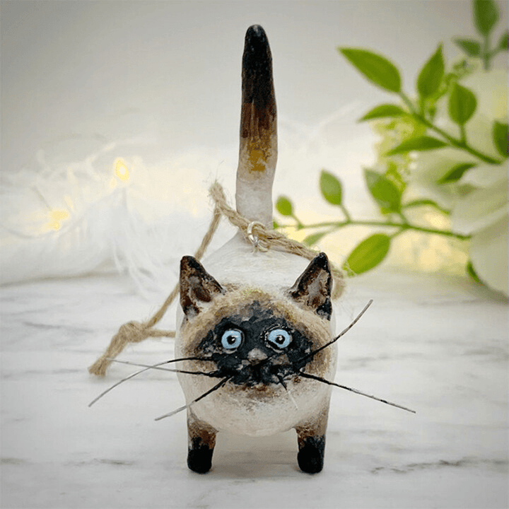 Unique Handmade Cat Christmas Ornament - Purrfect Holiday Hangers-Siamese-Nora Luxe