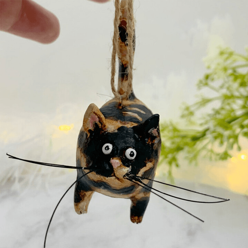 Unique Handmade Cat Christmas Ornament - Purrfect Holiday Hangers-Tortie-Nora Luxe