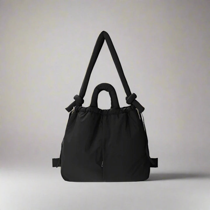 Unique Puffer Handbag with Trendy Volume - Riva-Black-The Livary