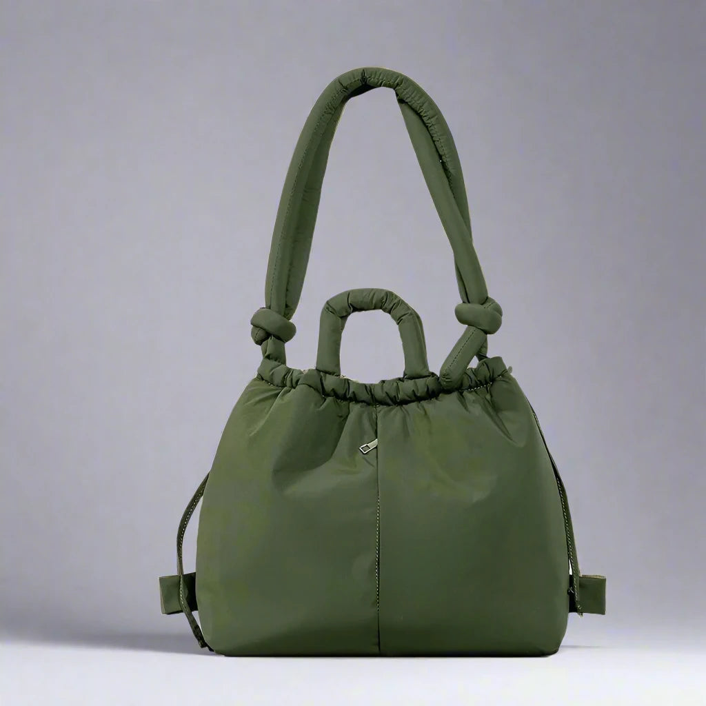 Unique Puffer Handbag with Trendy Volume - Riva-Olive green-The Livary