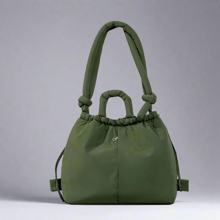 Unique Puffer Handbag with Trendy Volume - Riva-Olive green-The Livary