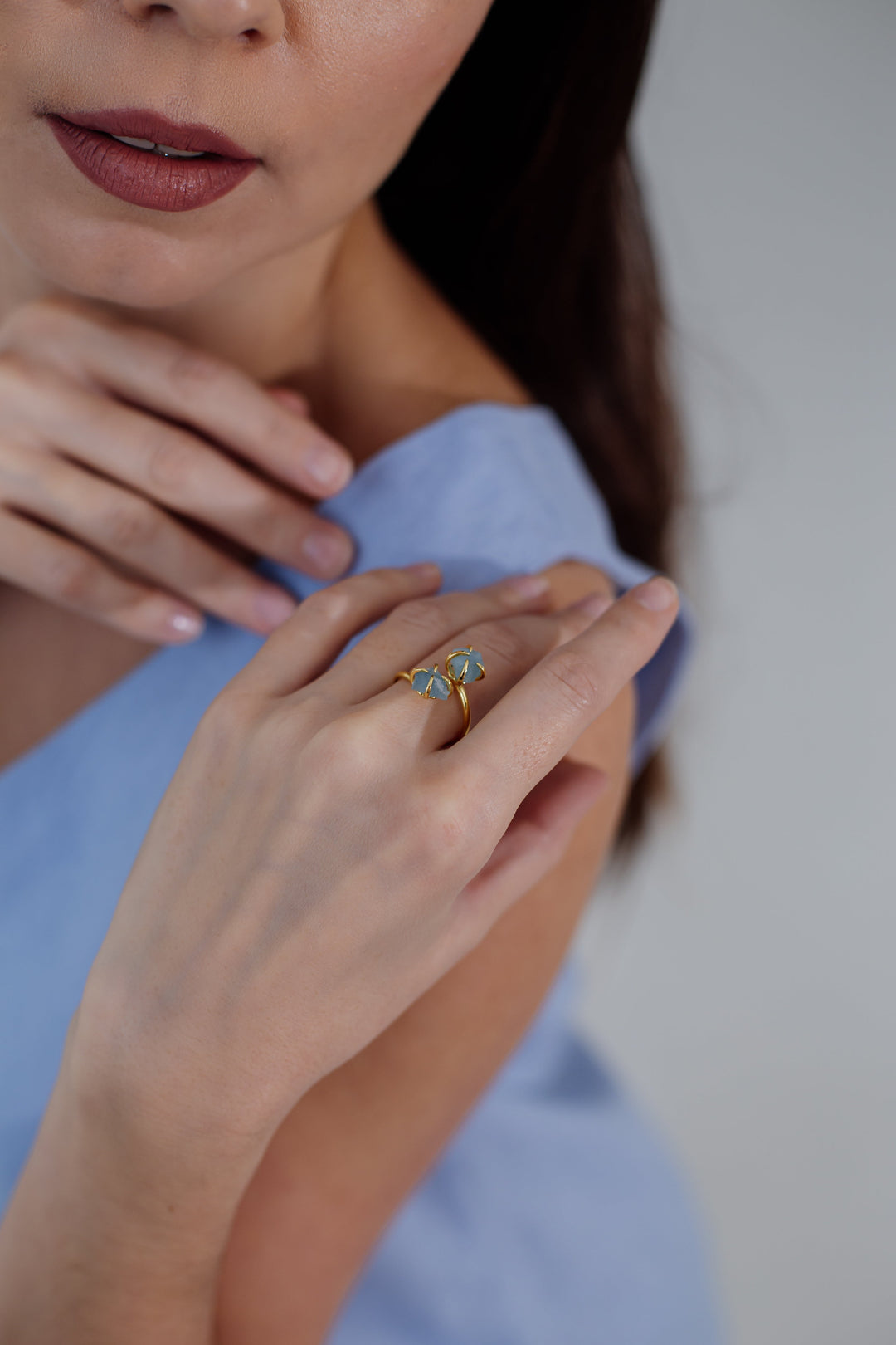 Unique Raw Gemstone Ring - Mira-Amethyst-Nora Luxe