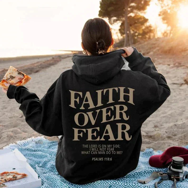 Unisex Hoodie "Faith Over Fear" Psalm 118:6 - Faithmore-Coffee-XS-Nora Luxe
