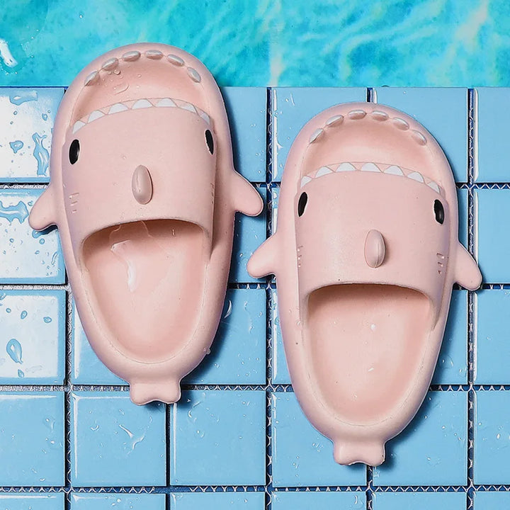 Unisex Lightweight Summer Flip Flops with Shark Design - FinSteps-Pink-2-2.5-State of Style