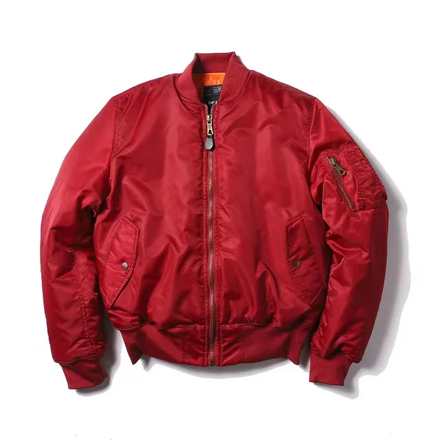 Unisex Premium Bomber Jacket with Zip - Alex-Red-XXS-Nora Luxe