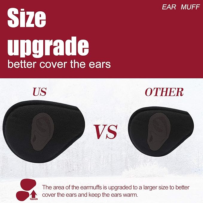Unisex Warm Fleece Ear Warmers - FreezeEase-Black-Nora Luxe