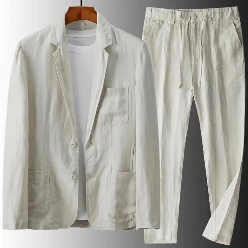 Urban Casual Linen Set for Men - Simon-Beige-S-Nora Luxe