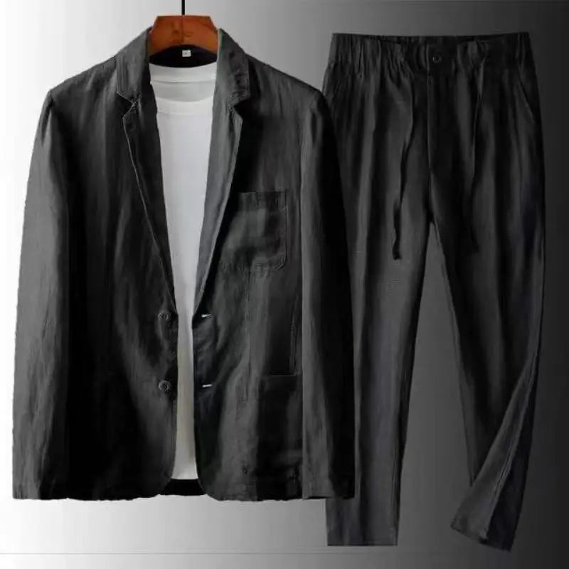 Urban Casual Linen Set for Men - Simon-Black-S-Nora Luxe