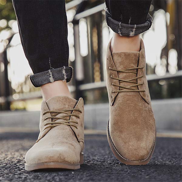 UrbanStride Classic | Stylish Mid-High Men's Lace-Up Shoe-Khaki-5.0-Nora Luxe