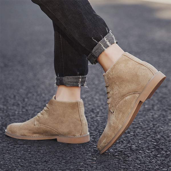 UrbanStride Classic | Stylish Mid-High Men's Lace-Up Shoe-Khaki-5.0-Nora Luxe