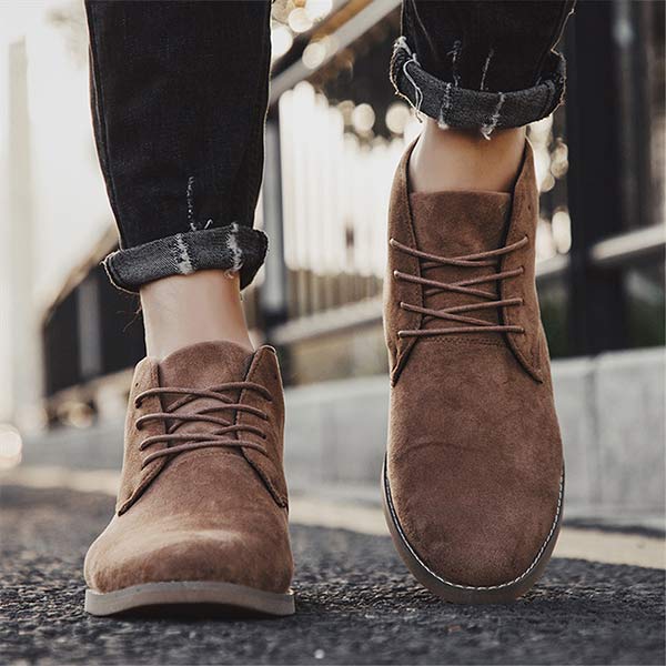 UrbanStride Classic | Stylish Mid-High Men's Lace-Up Shoe-Khaki-5.0-Nora Luxe