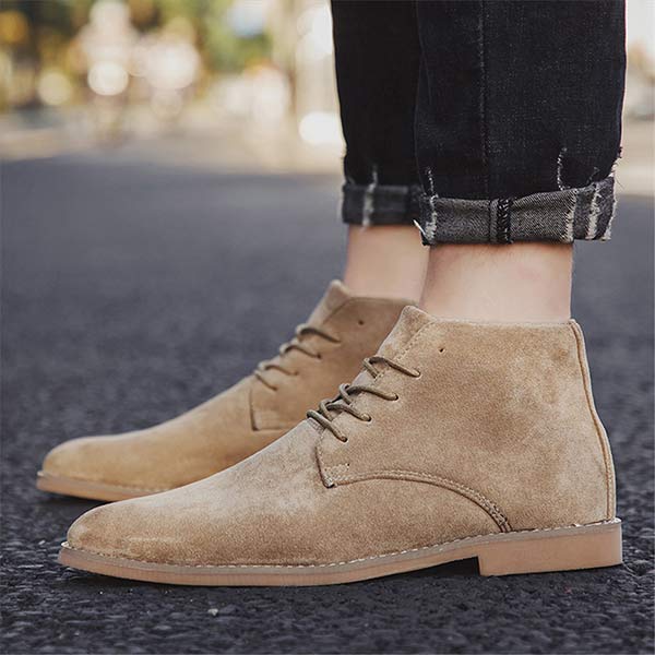 UrbanStride Classic | Stylish Mid-High Men's Lace-Up Shoe-Khaki-5.0-Nora Luxe
