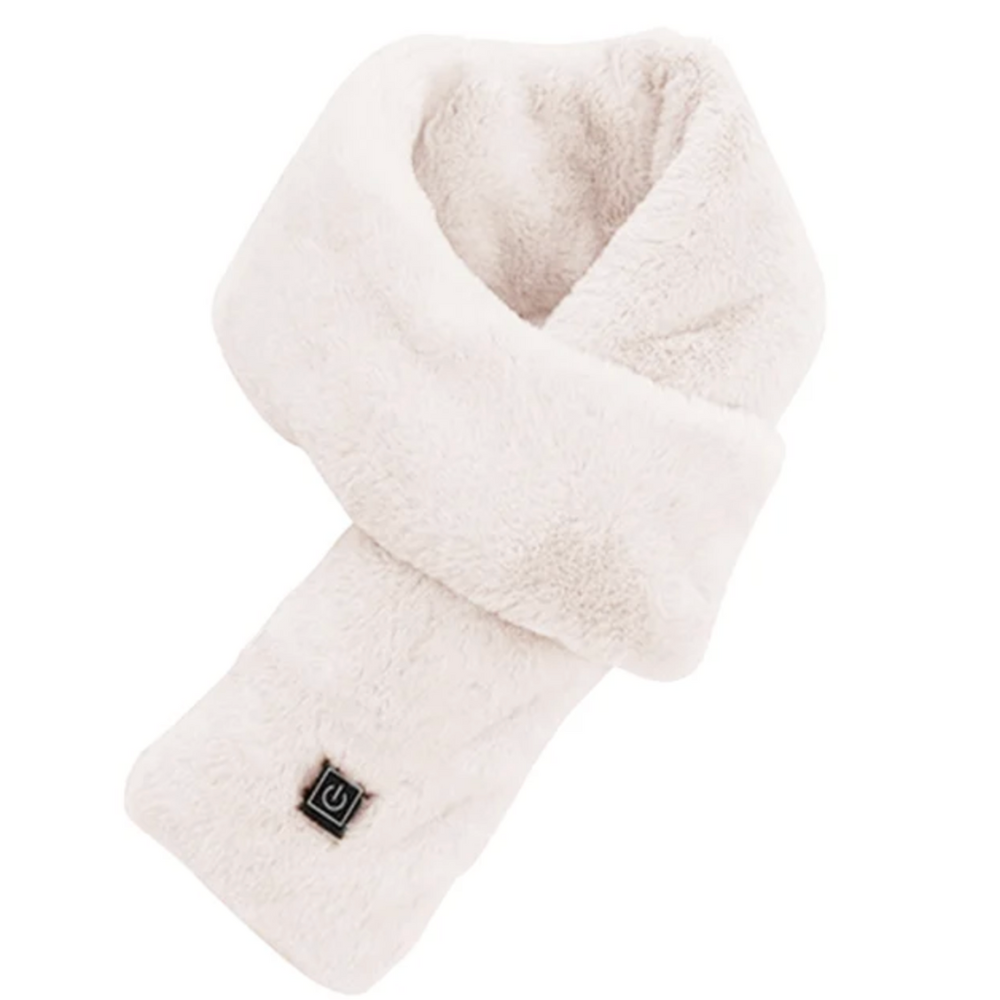 USB Heated Faux Fur Scarf - ThermaFur-Milk White-Nora Luxe
