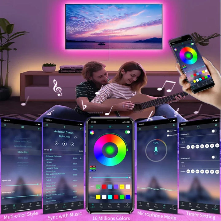 USB LED STRIP WITH COLOUR CHANGING - RGB LIGHT FOR ROOM DECORATION & TV BACKLIGHTING-3-button controller-1m-Nora Luxe