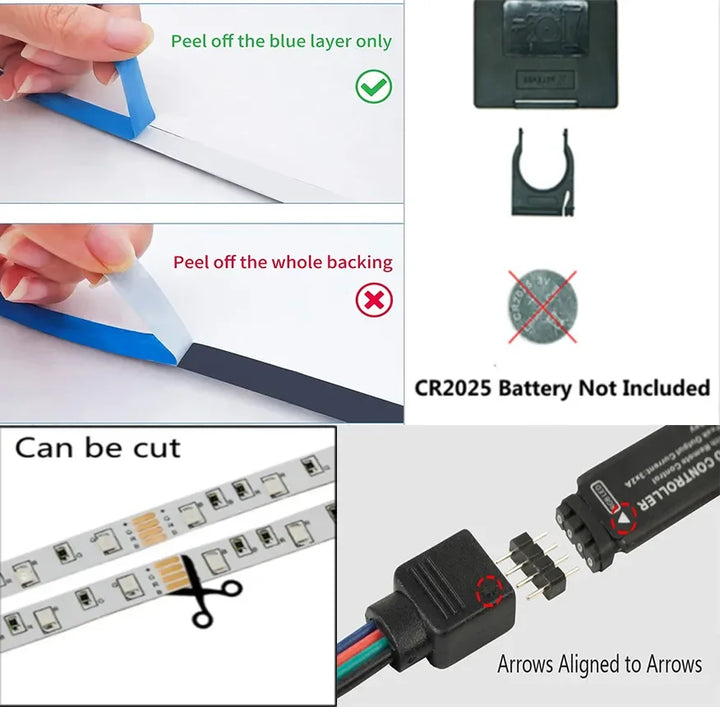 USB LED STRIP WITH COLOUR CHANGING - RGB LIGHT FOR ROOM DECORATION & TV BACKLIGHTING-3-button controller-1m-Nora Luxe