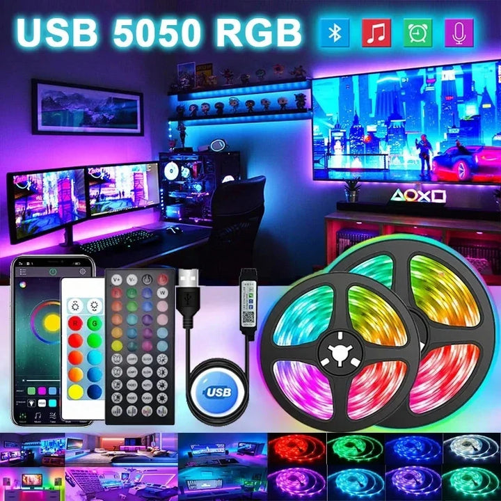 USB LED STRIP WITH COLOUR CHANGING - RGB LIGHT FOR ROOM DECORATION & TV BACKLIGHTING-3-button controller-1m-Nora Luxe