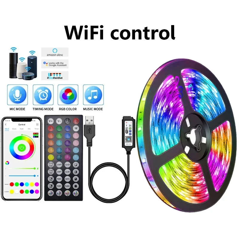 USB LED STRIP WITH COLOUR CHANGING - RGB LIGHT FOR ROOM DECORATION & TV BACKLIGHTING-3-button controller-1m-Nora Luxe