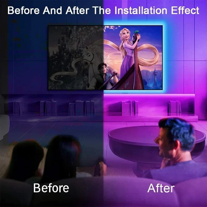 USB LED STRIP WITH COLOUR CHANGING - RGB LIGHT FOR ROOM DECORATION & TV BACKLIGHTING-3-button controller-1m-Nora Luxe