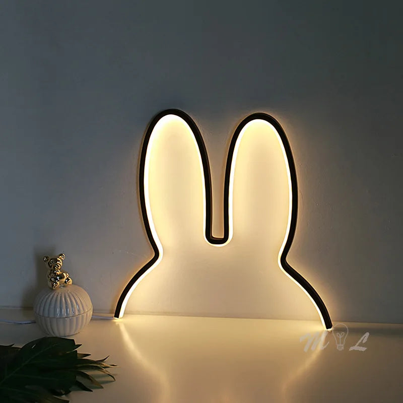 USB Rechargeable Bunny Night Light with Ambient Lighting - BunnyLight-Black-Nora Luxe