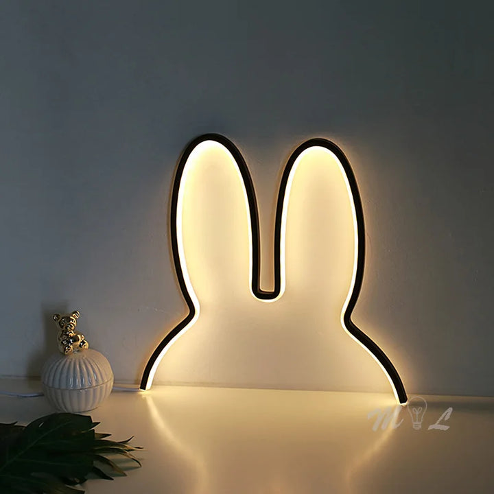 USB Rechargeable Bunny Night Light with Ambient Lighting - BunnyLight-Black-Nora Luxe