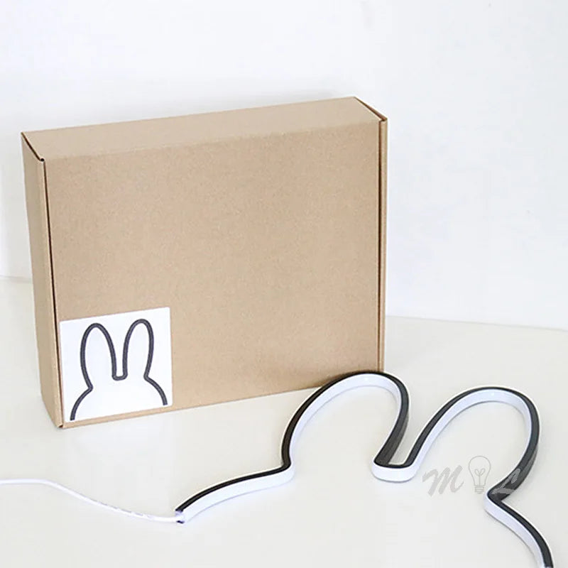 USB Rechargeable Bunny Night Light with Ambient Lighting - BunnyLight-Black-Nora Luxe