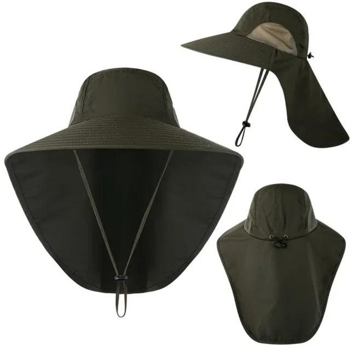 UV protection sun hat for women with mesh & drawstring – Freja-Army green-Nora Luxe