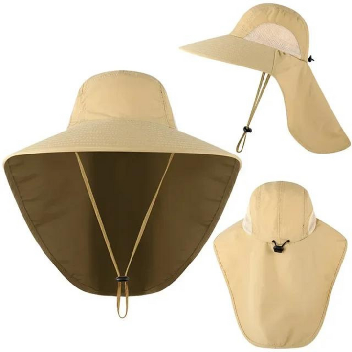 UV protection sun hat for women with mesh & drawstring – Freja-Beige-Nora Luxe