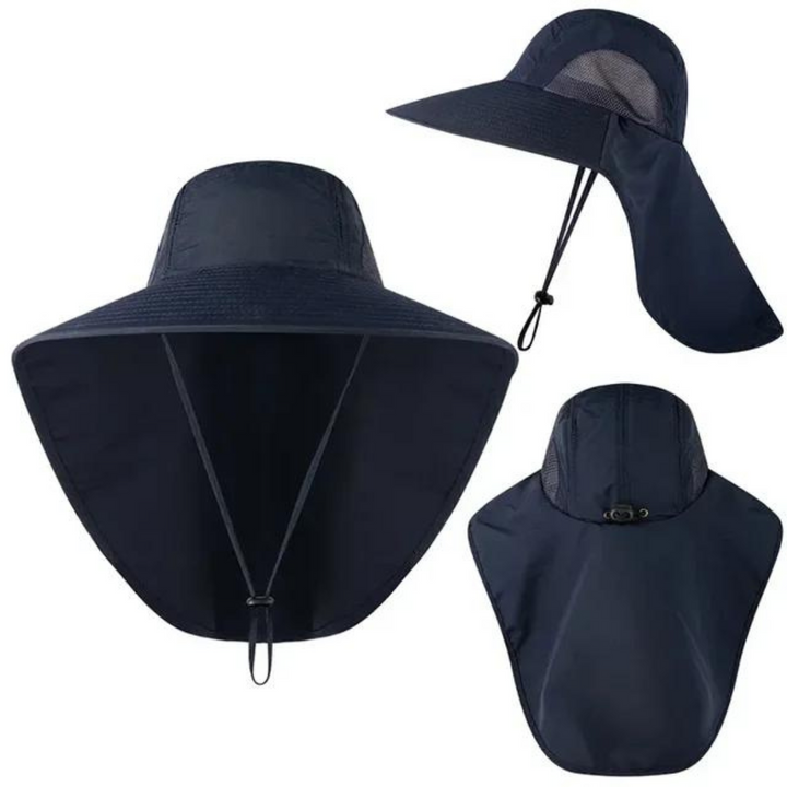 UV protection sun hat for women with mesh & drawstring – Freja-Blue-Nora Luxe