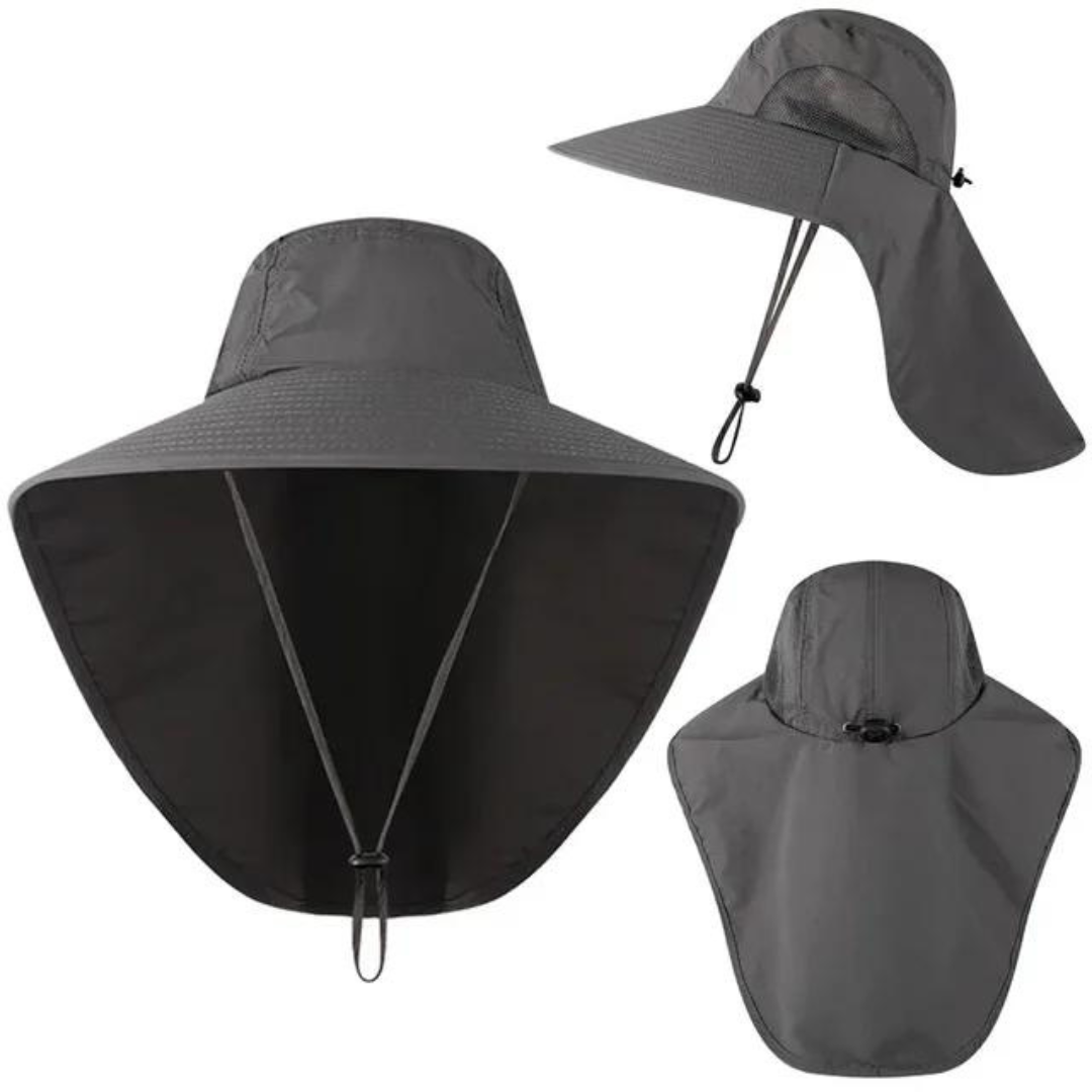 UV protection sun hat for women with mesh & drawstring – Freja-Gray-Nora Luxe