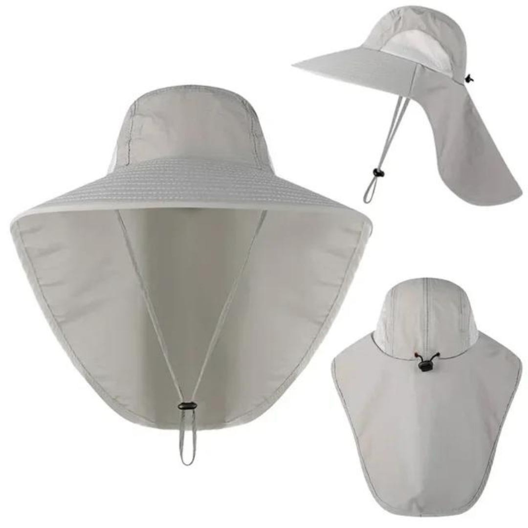 UV protection sun hat for women with mesh & drawstring – Freja-Light gray-Nora Luxe
