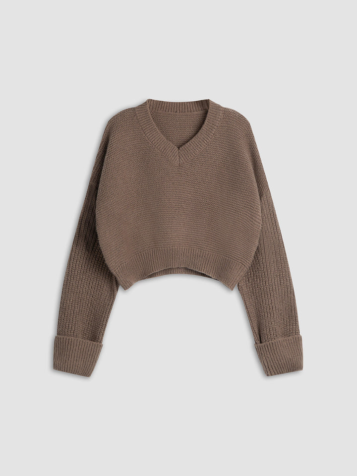 V-Neck Sweater for Women - Mila-Brown-XS-Nora Luxe