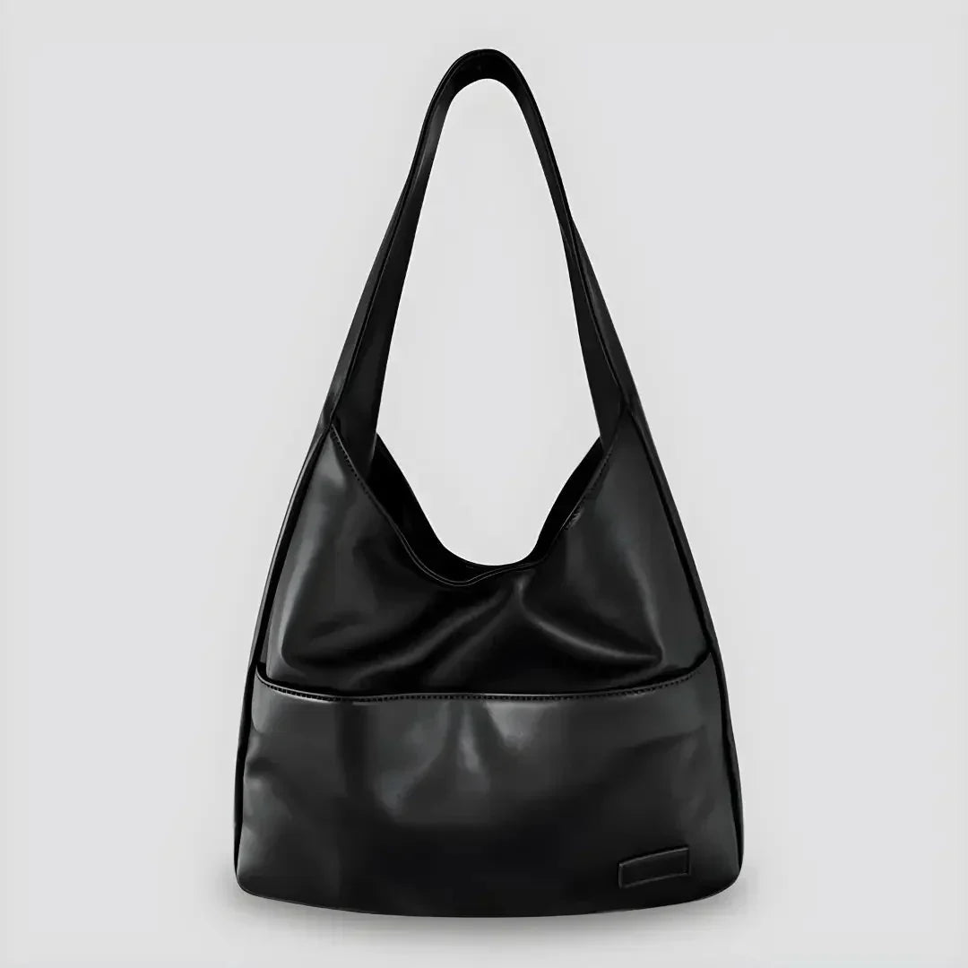 Vegan Leather Shoulder Bag for Women - Noor-Black-The Livary