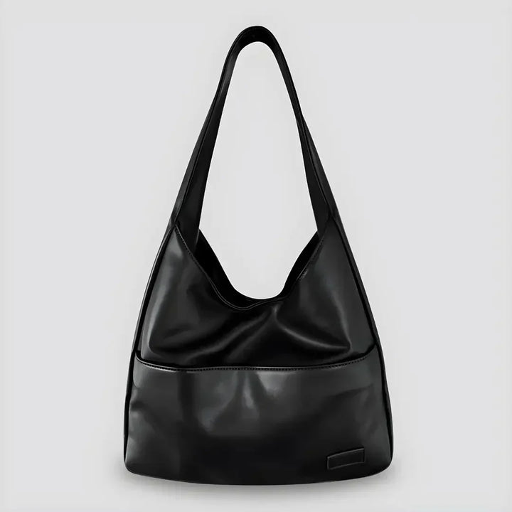 Vegan Leather Shoulder Bag for Women - Noor-Black-The Livary
