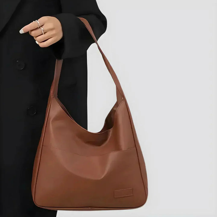 Vegan Leather Shoulder Bag for Women - Noor-Brown-The Livary