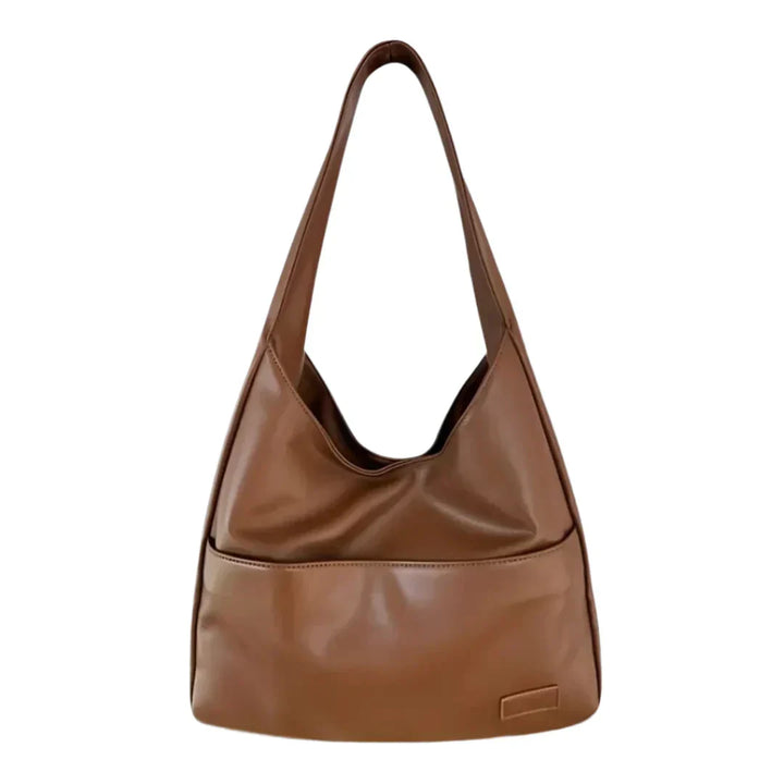 Vegan Leather Shoulder Bag for Women - Noor-Brown-The Livary