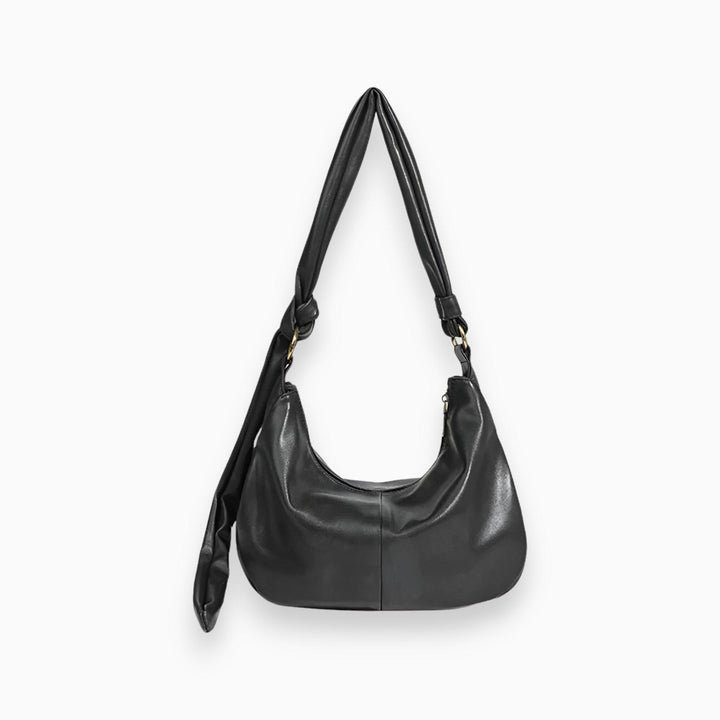 Vegan Leather Shoulder Bag - Serenity-Black-Nora Luxe