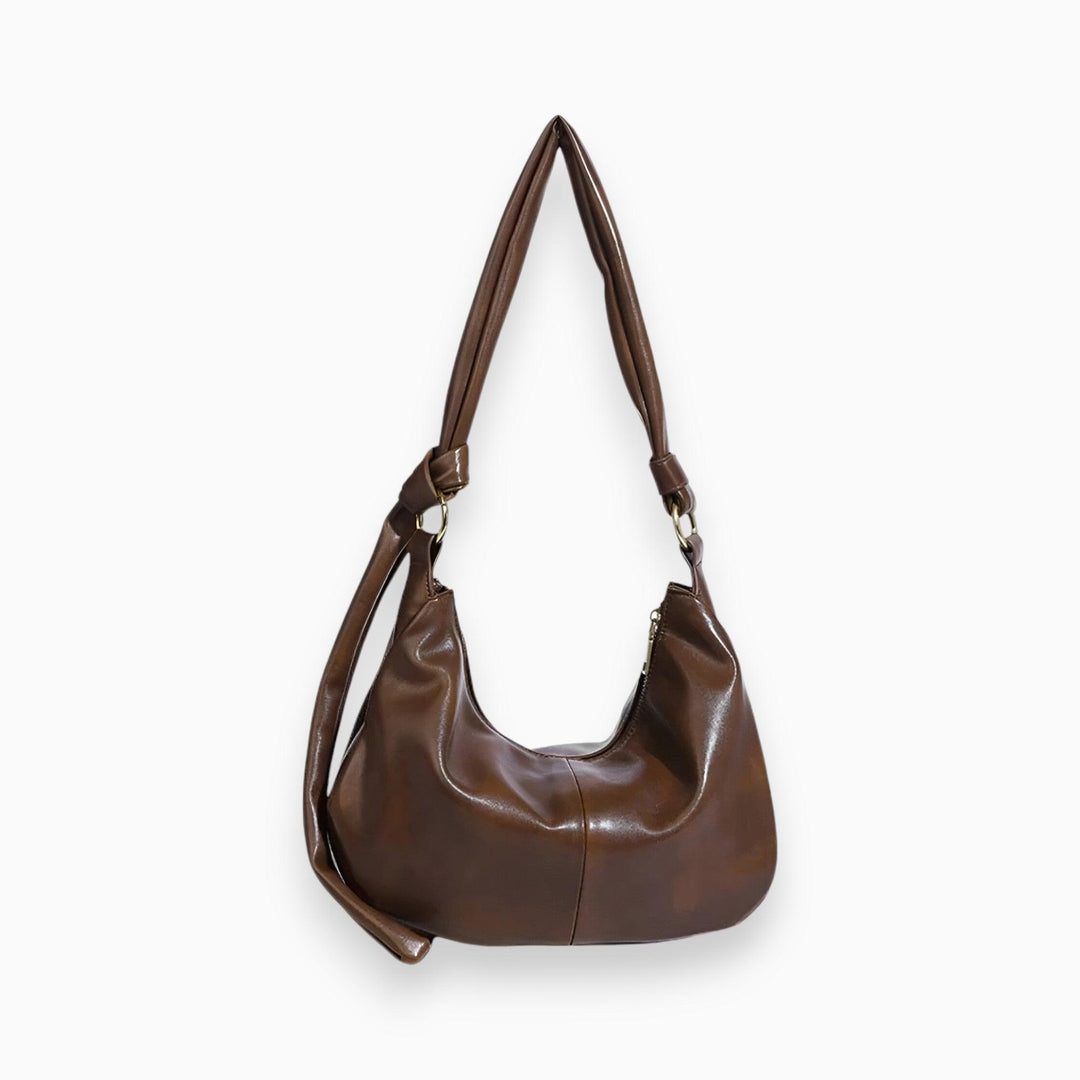 Vegan Leather Shoulder Bag - Serenity-Brown-Nora Luxe